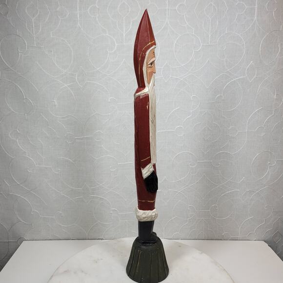 VINTAGE Wooden Pencil Santa Claus 19.5" Tall Rustic Christmas Holiday Figurine - Picture 4 of 13